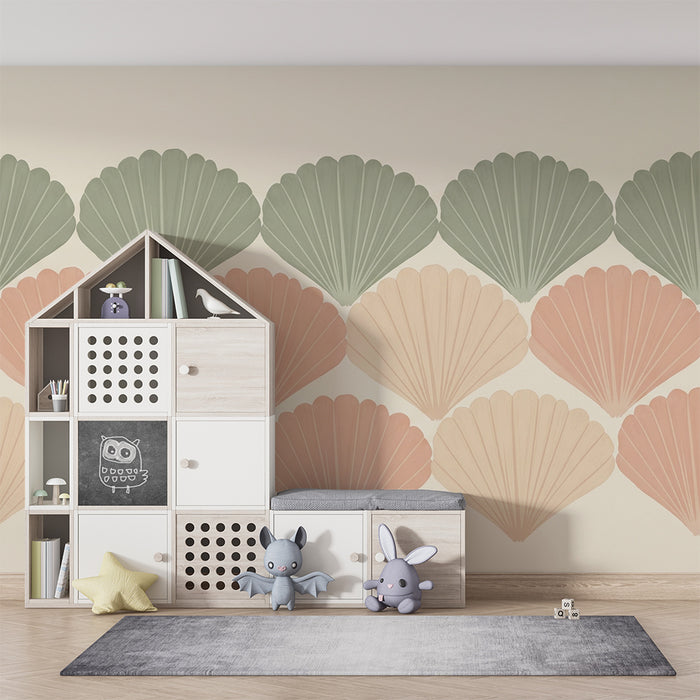 Barntapet | Delikata snäckor i pastellfärger på mjuk bakgrund
