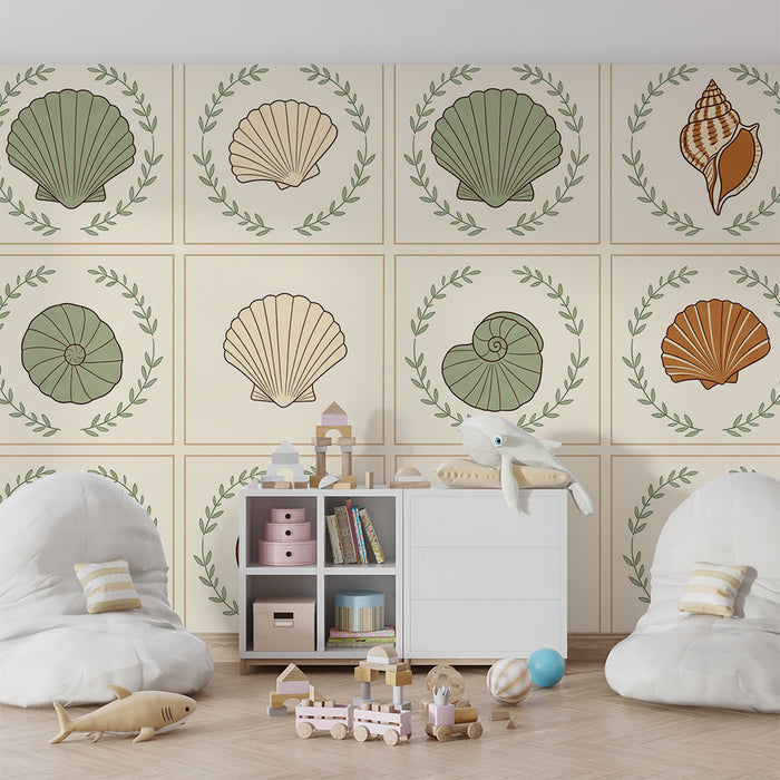 Nursery Wallpaper | Delicate Shells and Soothing Sea Motifs