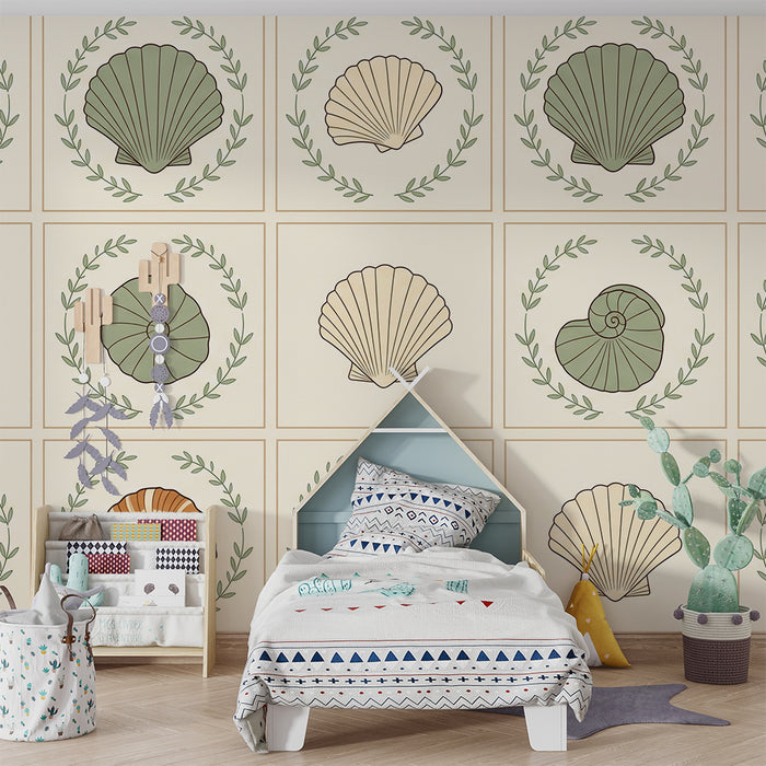 Nursery Wallpaper | Delicate Shells and Soothing Sea Motifs