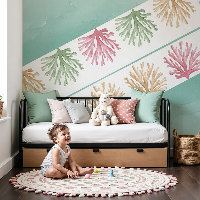 Børneværelse tapet | Farverige og oceaniske koraller