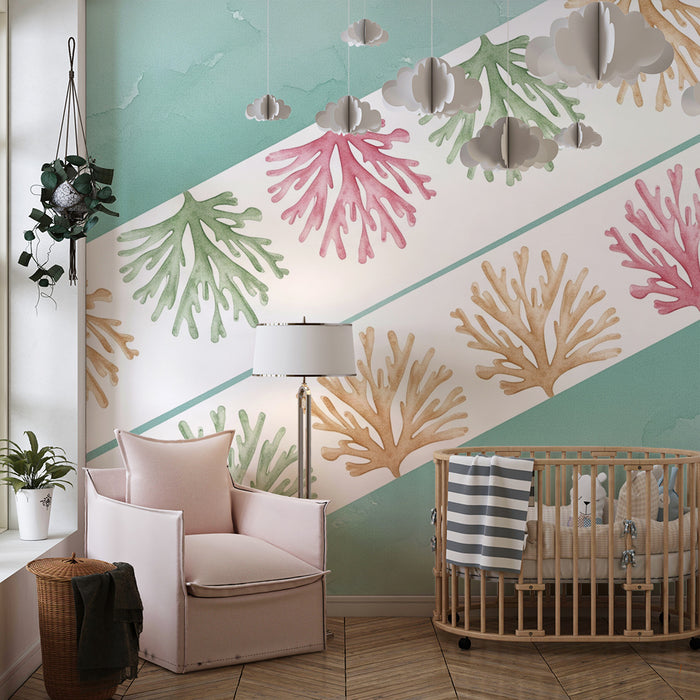 Børneværelse tapet | Farverige og oceaniske koraller