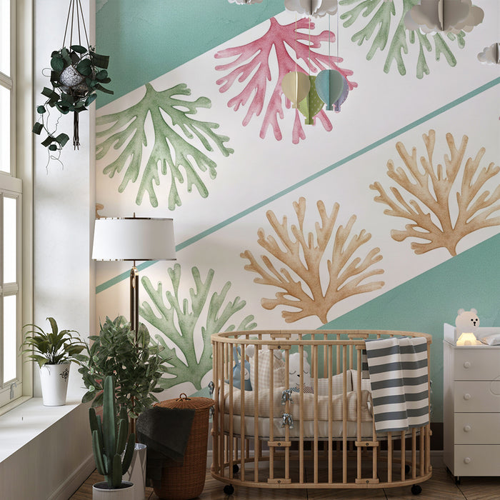 Børneværelse tapet | Farverige og oceaniske koraller