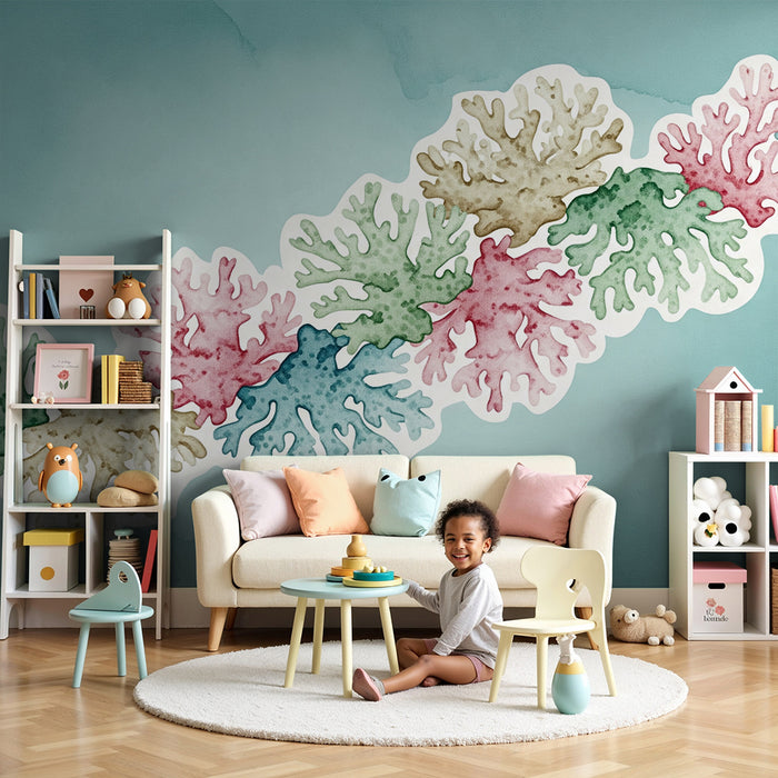 Lastenhuoneen tapetti | Värikkäät korallit merenalaisessa