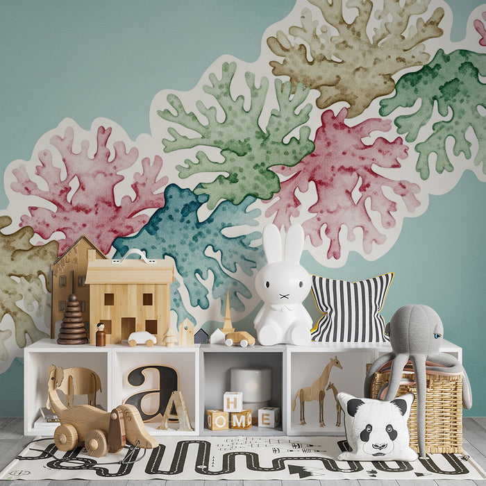 Lastenhuoneen tapetti | Värikkäät korallit merenalaisessa