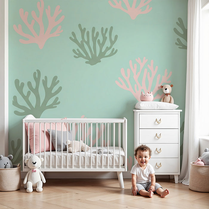 Lastenhuoneen tapetti | Herkät korallit vesitaustalla