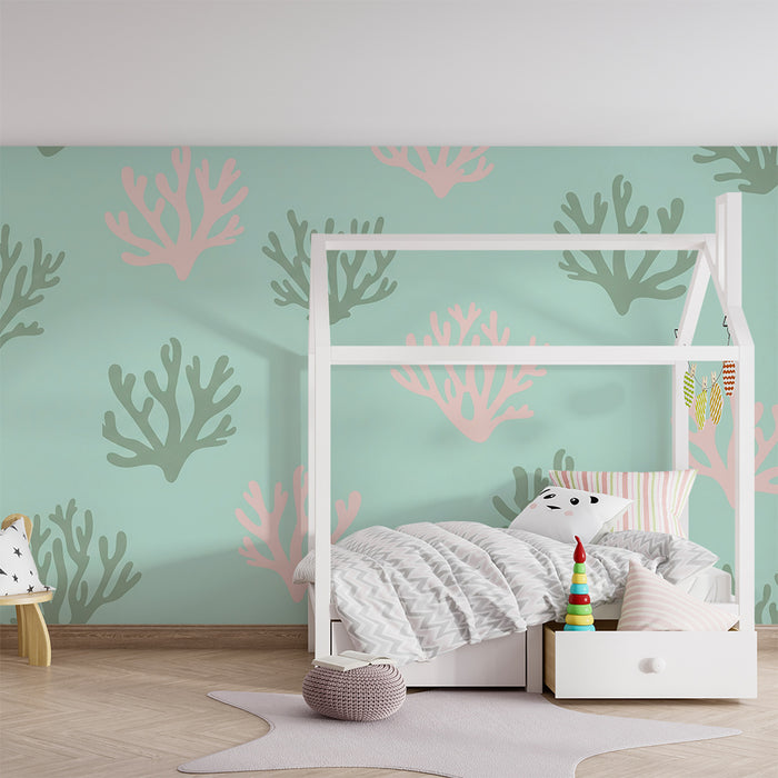 Lastenhuoneen tapetti | Herkät korallit vesitaustalla