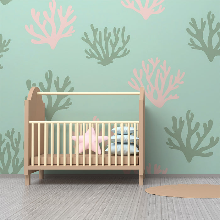 Lastenhuoneen tapetti | Herkät korallit vesitaustalla