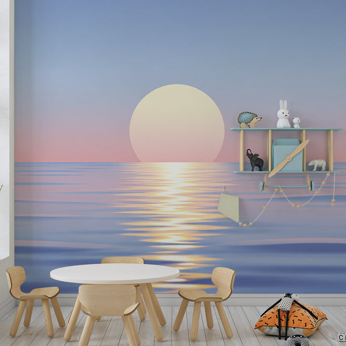 Papel pintado infantil | Atardecer tranquilo en el océano