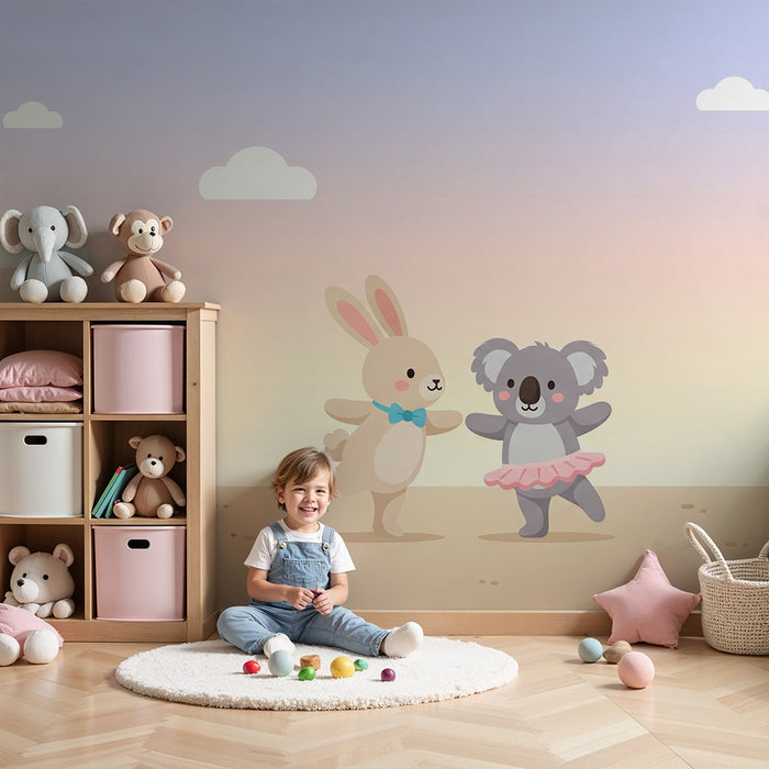 Nursery room wallpaper | Dance of adorable animals