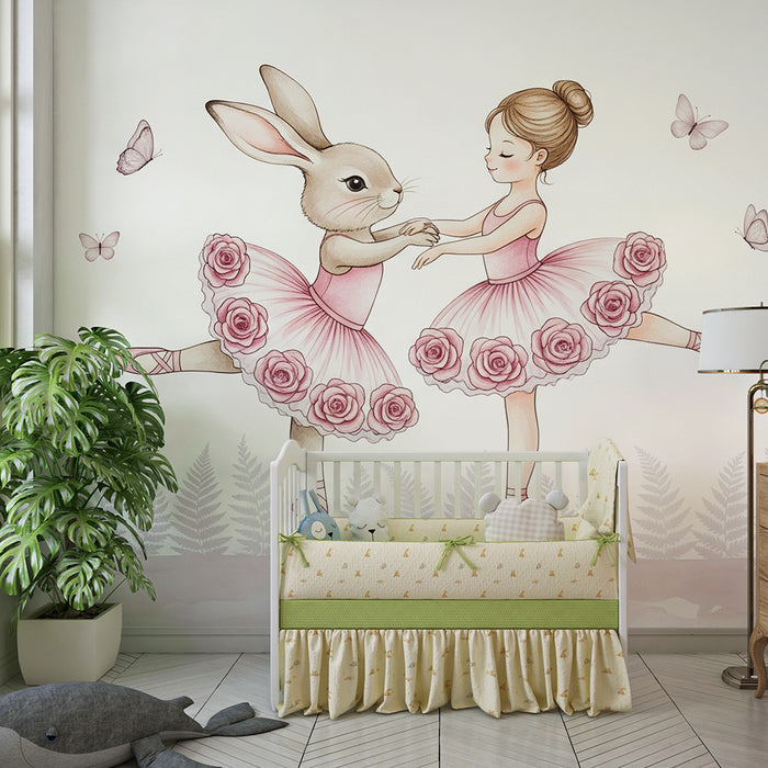 Papier peint chambre bébé | Danseuses en tutu et papillons