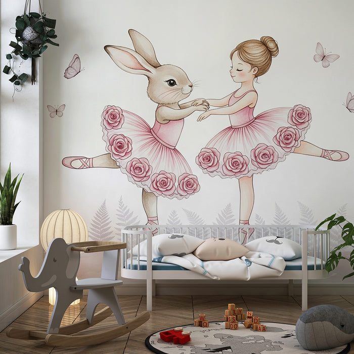 Papier peint chambre bébé | Danseuses en tutu et papillons