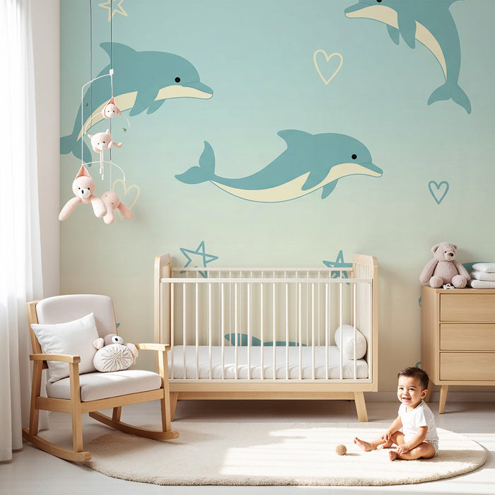 Barntapet | Glada delfiner och stjärnor