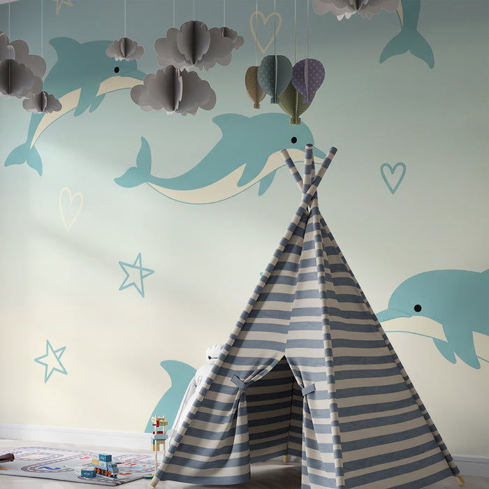 Barntapet | Glada delfiner och stjärnor