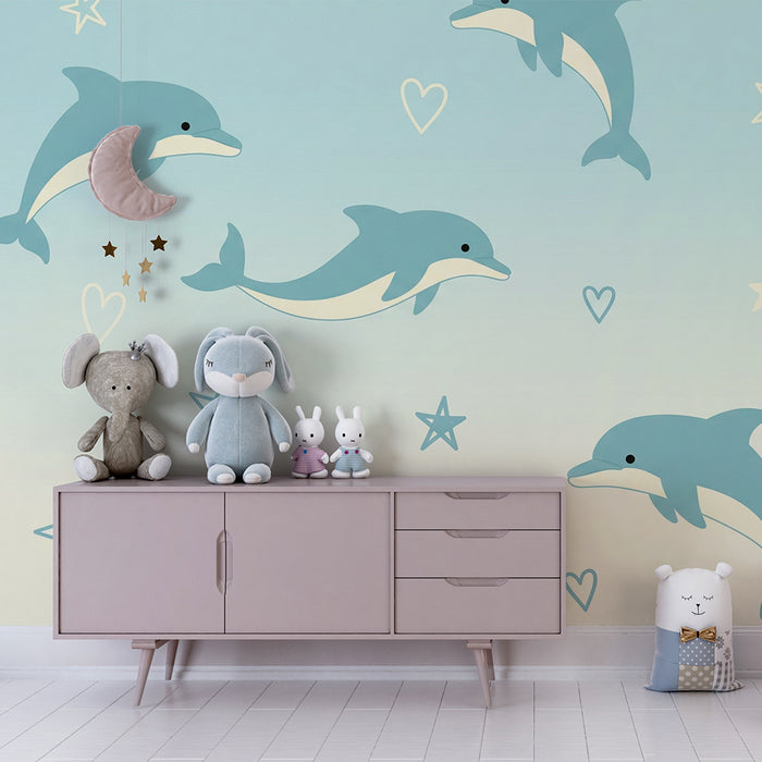 Barntapet | Glada delfiner och stjärnor