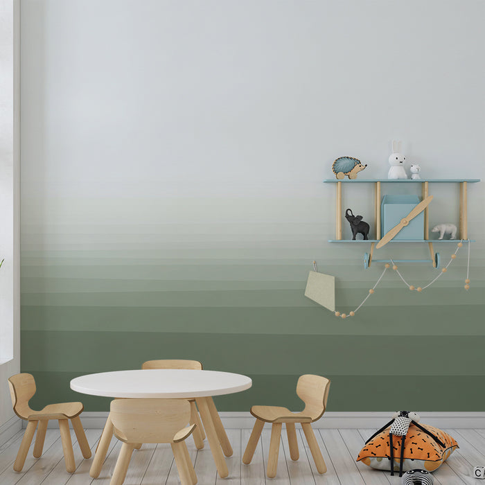 Papier peint chambre bébé | Dégradé apaisant de verts et de gris