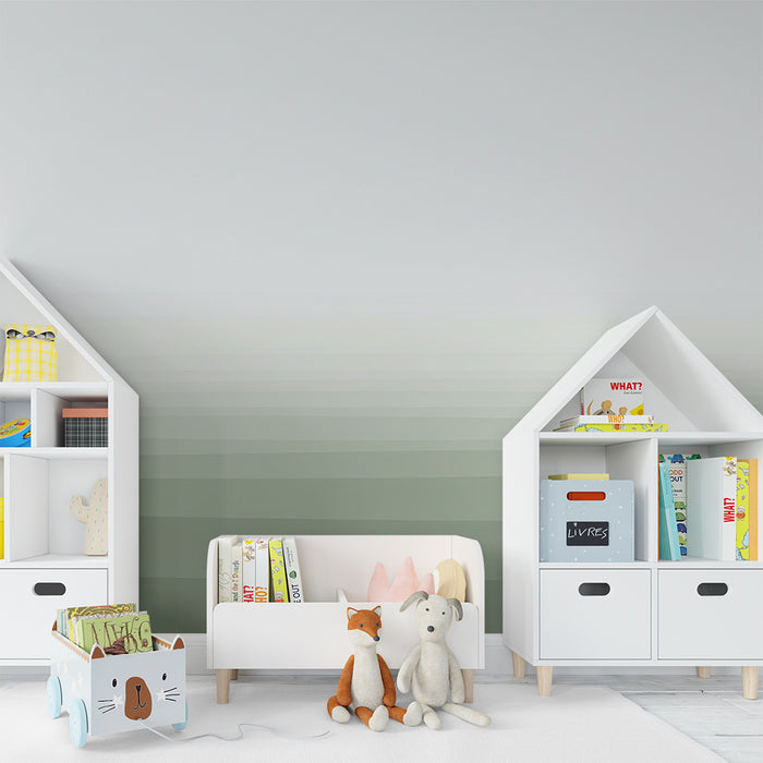 Papier peint chambre bébé | Dégradé apaisant de verts et de gris