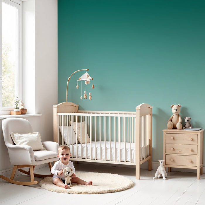 Papier peint chambre bébé | Dégradé apaisant en vert