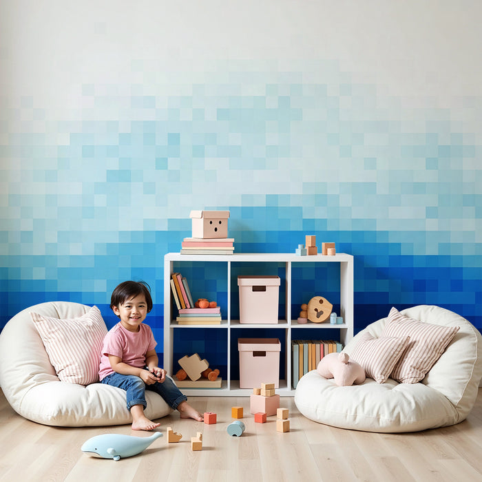 Babykamer behang | Blauw verloop dat de golven van de oceaan oproept