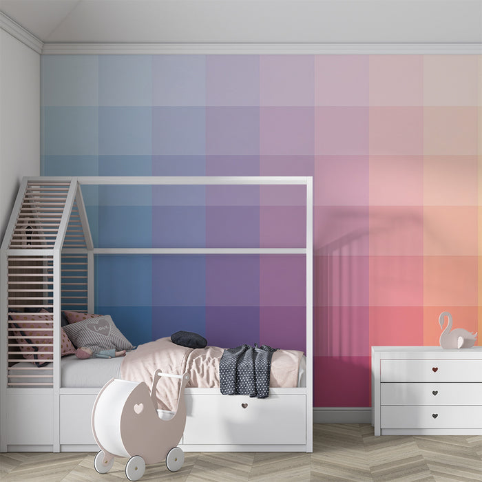 Papel de parede quarto bebê | Suave degradê de cores pastel calmantes