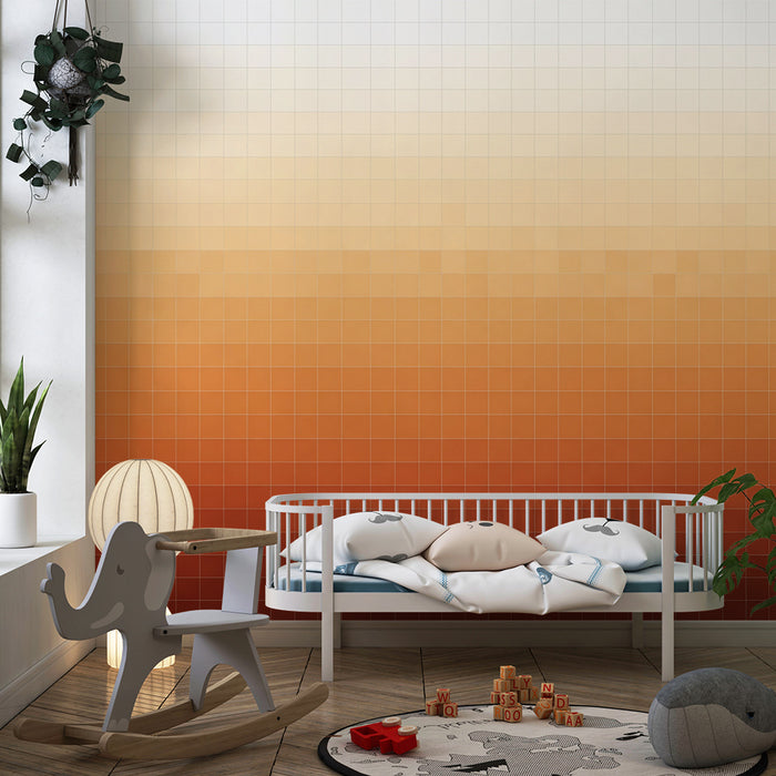 Babykamer behang | Zachte verloopkleur terracotta