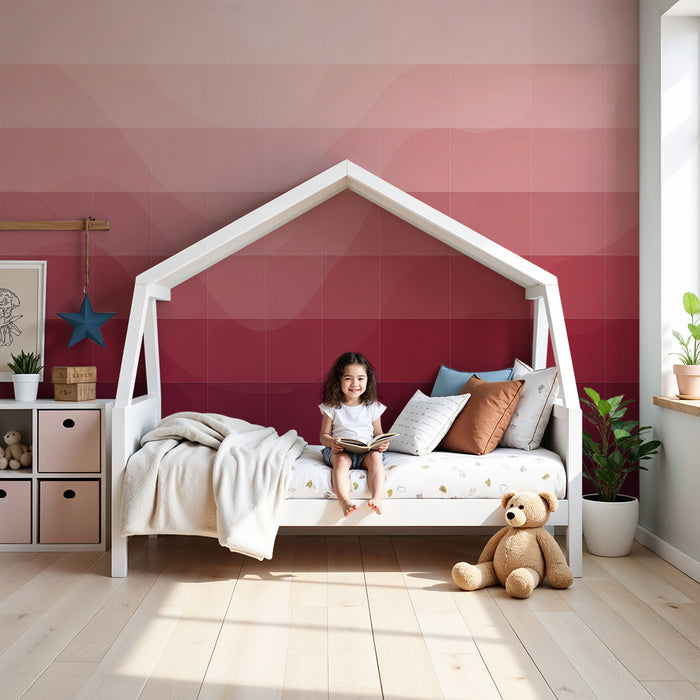 Papel de parede para quarto de bebé | Degradé suave de rosa a vermelho para um ambiente acolhedor