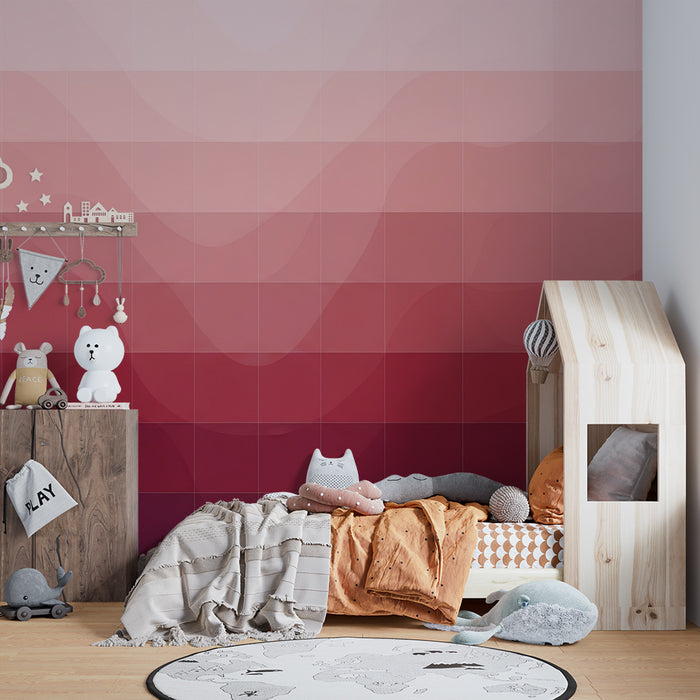 Papel de parede para quarto de bebé | Degradé suave de rosa a vermelho para um ambiente acolhedor