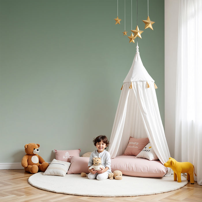 Carta da parati bambini | Sfumatura delicata di verde