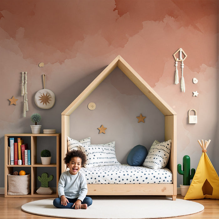 Barntapet | Mjukt terrakotta och krämigt gradient