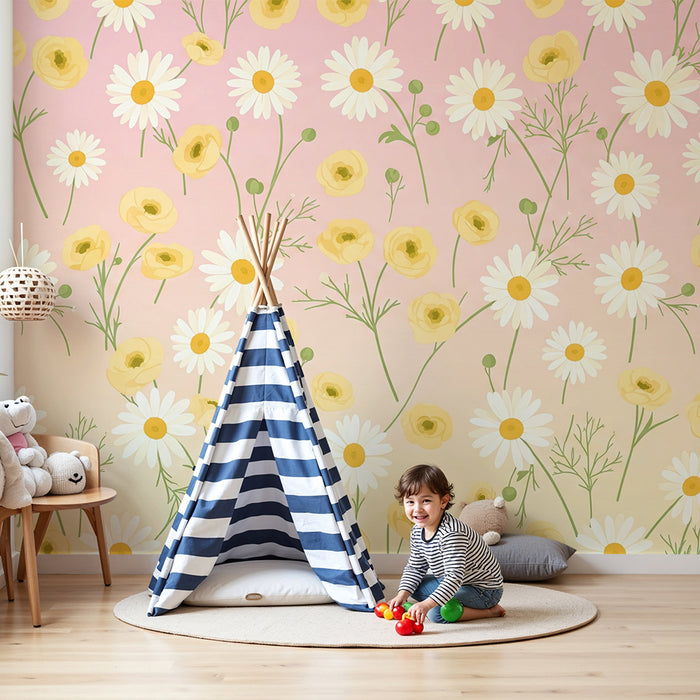 Nursery room wallpaper | Delicate pastel flowers