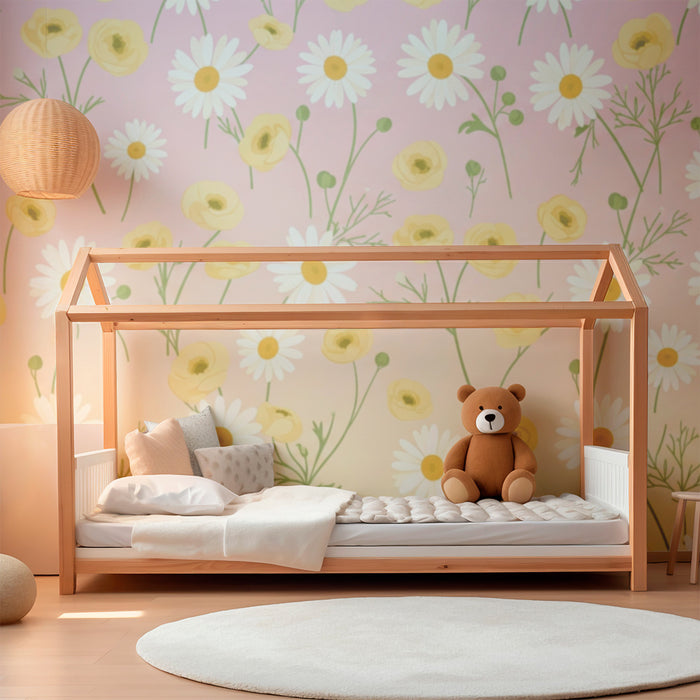 Nursery room wallpaper | Delicate pastel flowers