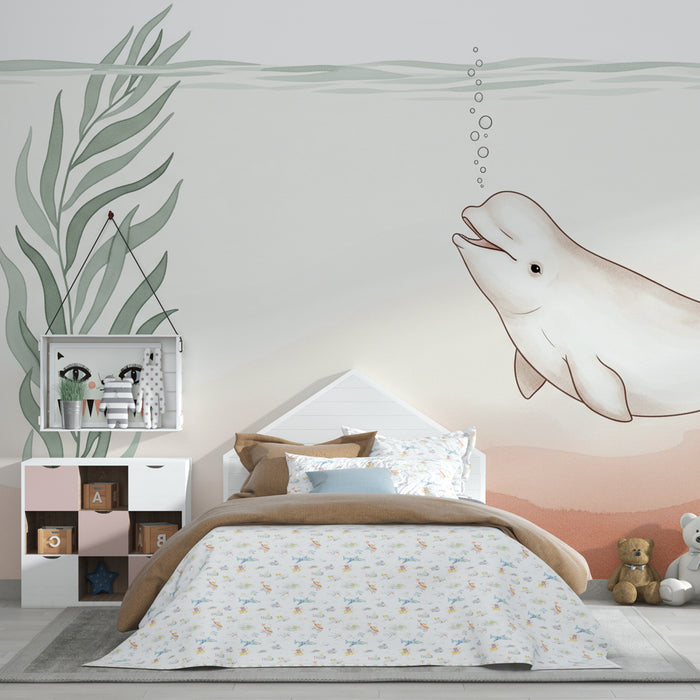 Babykamer behang | Onderwater ontspanning met een beluga