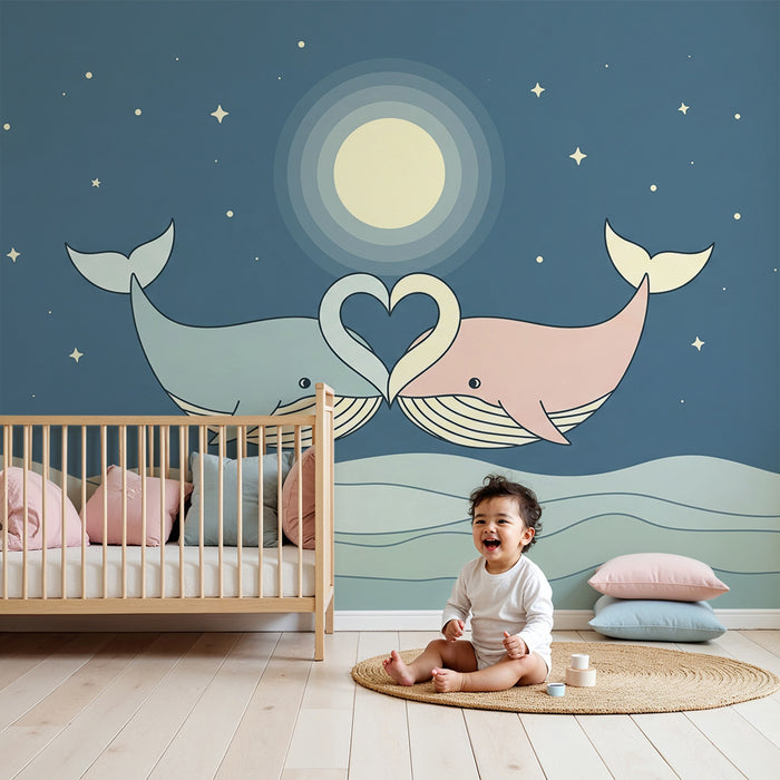 Barntapet | Två kärleksfulla valar under månen