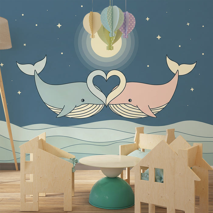 Barntapet | Två kärleksfulla valar under månen