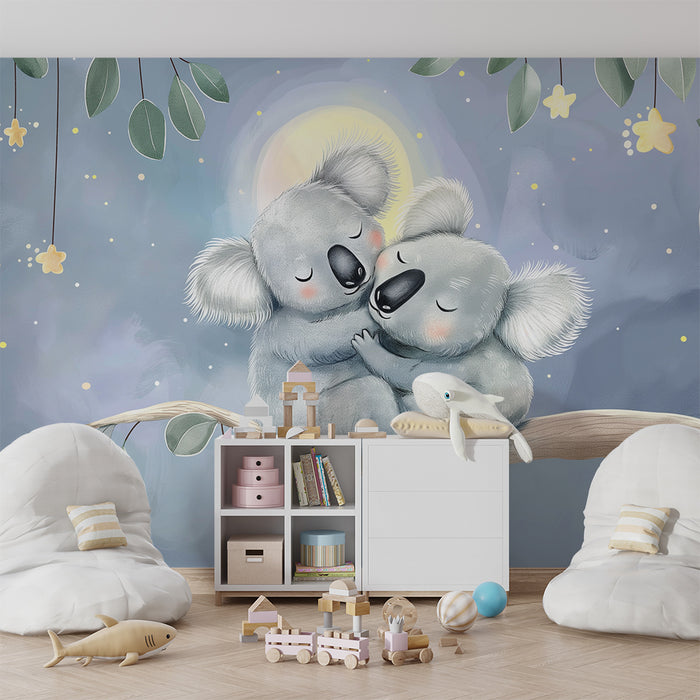 Barntapet | Två kramande koalor under månen