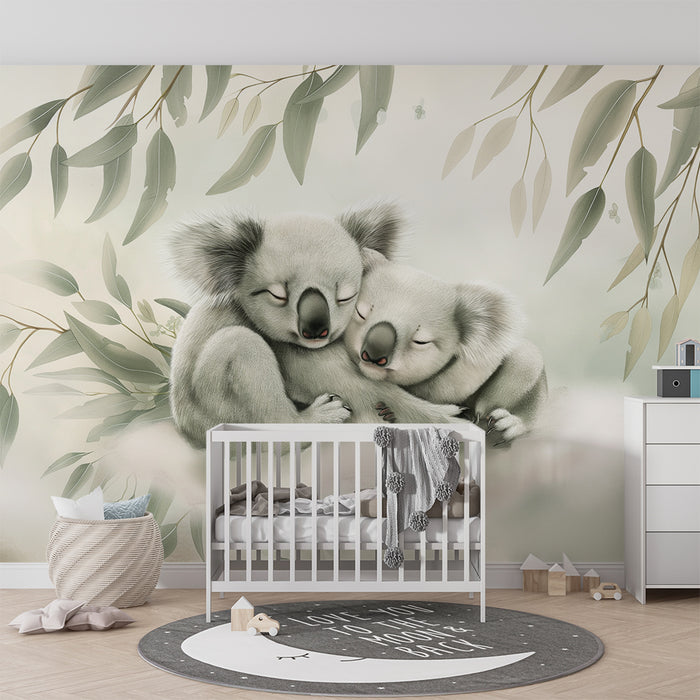 Barntapet | Två kramande koalor på en mjuk moln