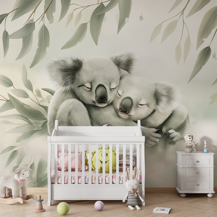 Barntapet | Två kramande koalor på en mjuk moln