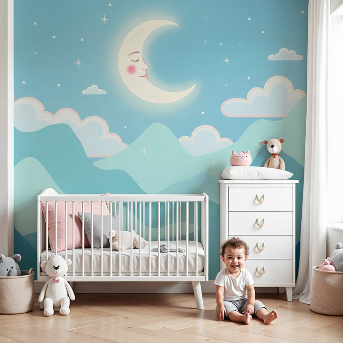 Papel de parede quarto bebê | Γλυκιά νύχτα με αστερόσκονη τοπίο