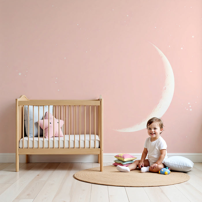 Papier peint chambre bébé | Douce nuit étoilée avec lune