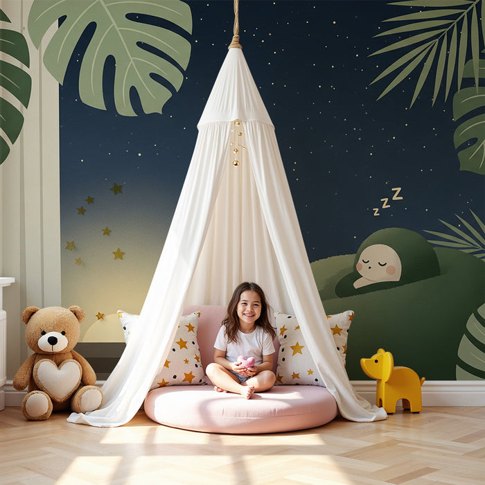 Tapet pentru camera de bebeluși | Noapte dulce cu un mic visător