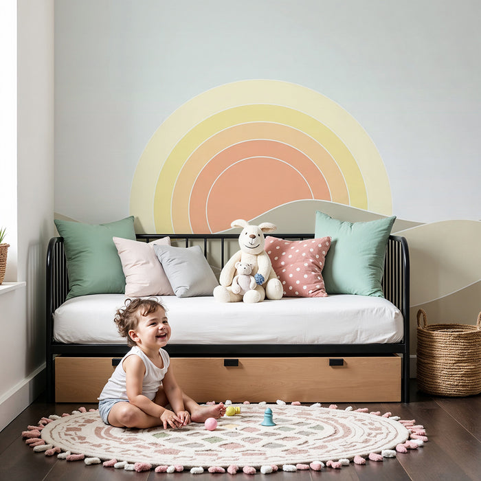 Papel pintado infantil | Suaves colinas y amanecer pastel