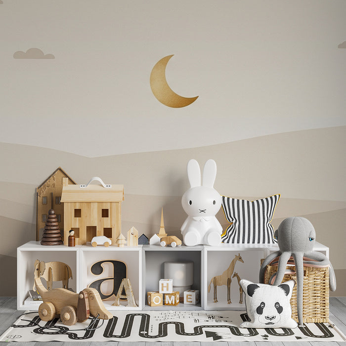 Nursery room wallpaper | Gyengéd dombok és aranyhold