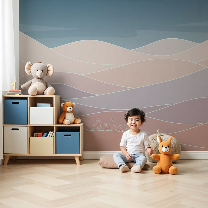 Barntapet | Mjuka pastellkullar med kaniner