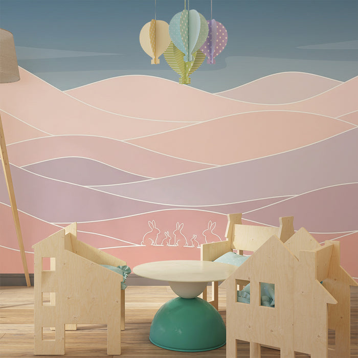 Barntapet | Mjuka pastellkullar med kaniner