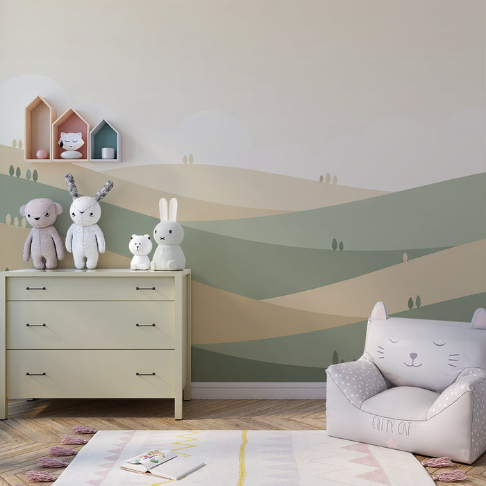 Paberi tapeet beebitoa | Õrnad pastelsed mäed ja rahustav taevas