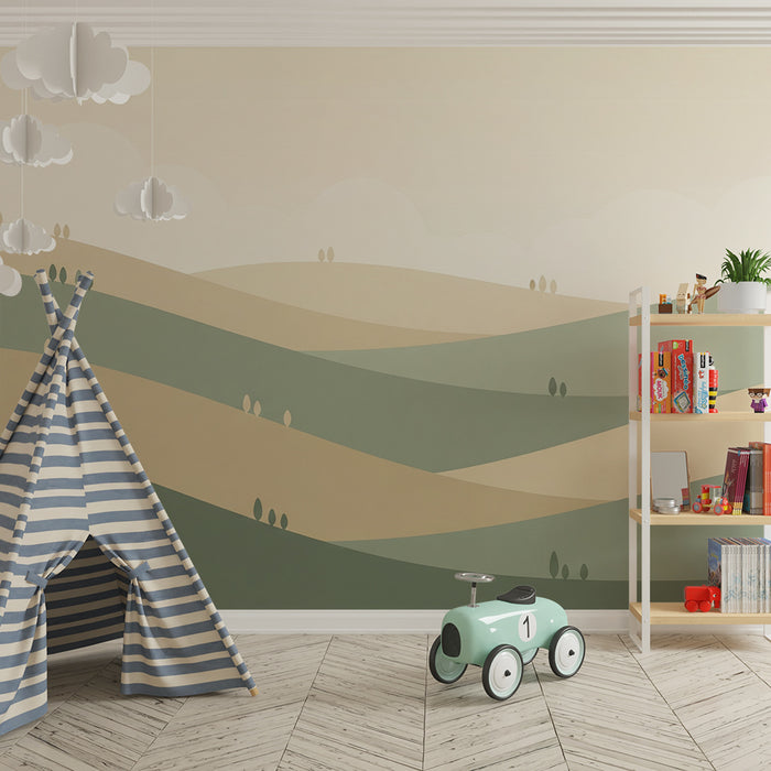 Paberi tapeet beebitoa | Õrnad pastelsed mäed ja rahustav taevas