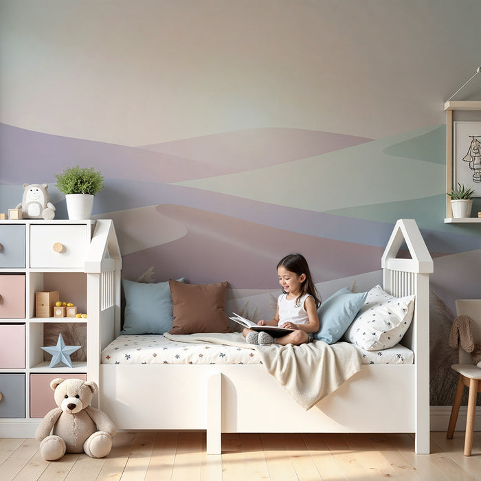 Papel pintado infantil | Suaves dunas pastel y luz calmante