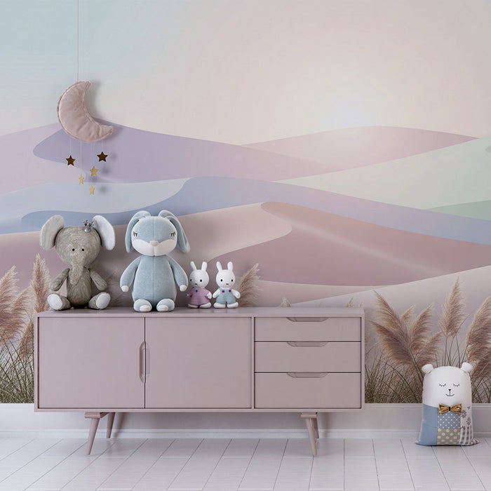 Papel pintado infantil | Suaves dunas pastel y luz calmante