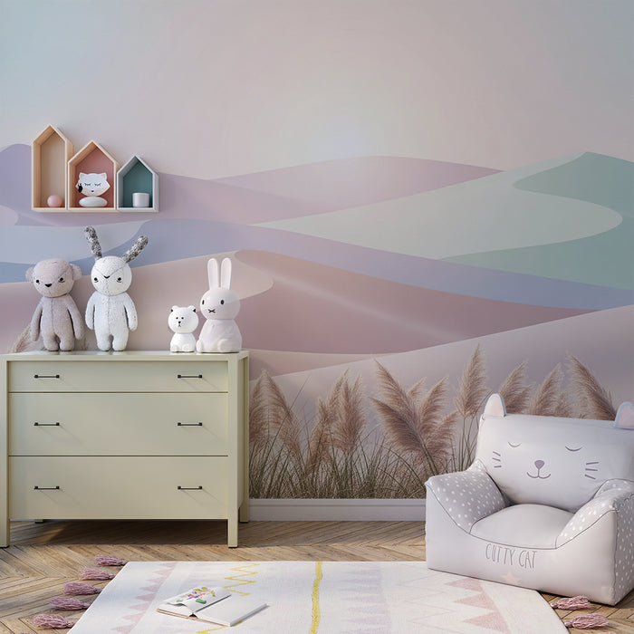 Papel pintado infantil | Suaves dunas pastel y luz calmante