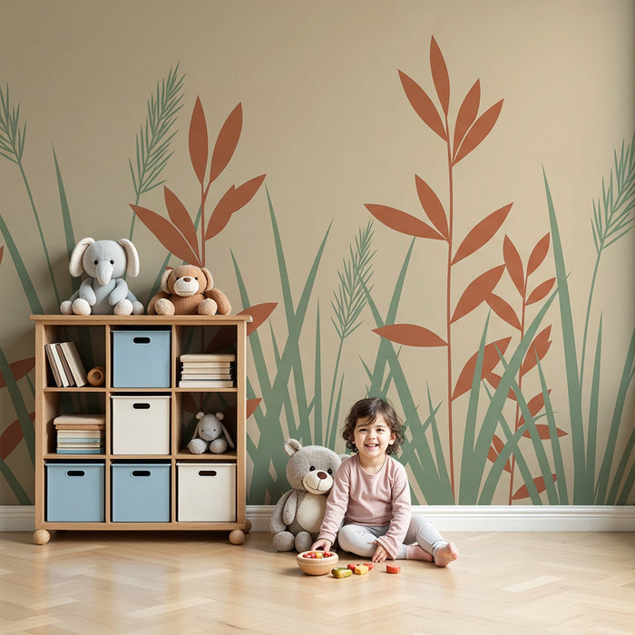 Babyzimmer Tapete | Sanfte Kräuter und Blätter