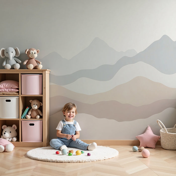Tapet barnerom | Myke pastellfjell for en beroligende stemning